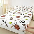 thumbnail image 3 of Feelyou Est Sports Sleep Queen Sheet Sets for Teens, Cartoon Football Rugby Flat Sheet, Baseball Softball Print Queen Fitted Sheet, Lightweight Room Decor, 4-Piece, 3 of 7