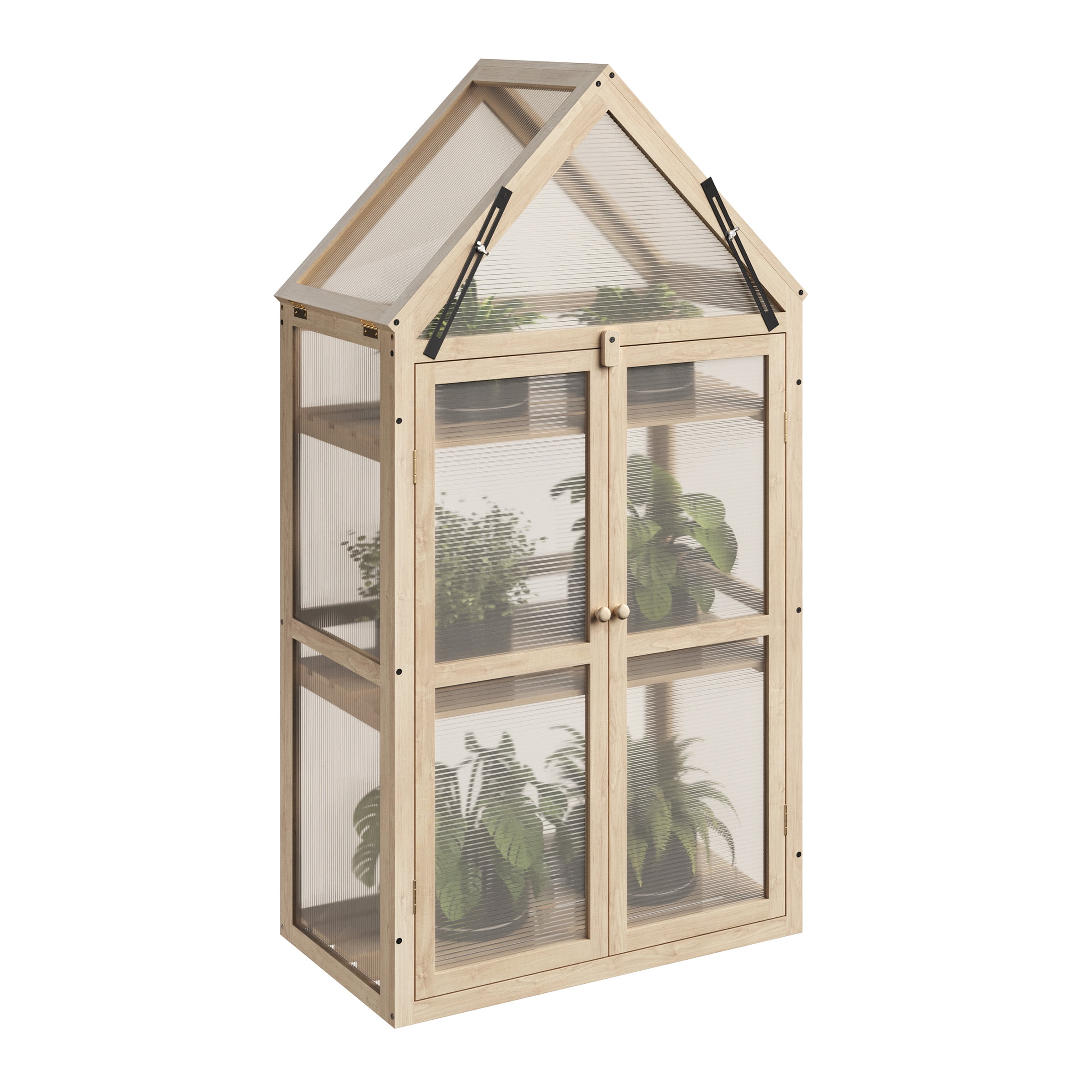 Home-Complete Wood Cold Frame Greenhouse with Removable Shelves