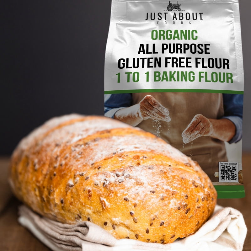 (2 pack) Just About Foods Organic Gluten Free All Purpose 1:1 Baking Flour 1lb, USDA Organic & Nnon-Gmo