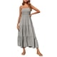 thumbnail image 1 of ICHUANYI Clearance Women's Bohemian Spaghetti Strap Smocked Tiered Long Beach Sun Dresses Sleeveless Solid Maxi Dress(Gray, M) ICHUANYI WER2023080701359, 1 of 8