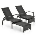 thumbnail image 1 of Costway 2 PCS Patio Wicker Elastic Sponge Lounge Chair Back Adjustable with Ottoman, 1 of 9