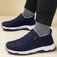thumbnail image 2 of Men's Slip On Blue Ankle Boots Arch Support Fleece Lined Snow Booties Winter Warm Non Slip Work Shoes, 2 of 6
