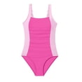 thumbnail image 6 of ZXLBBD Kids Girls One Piece Swimsuit Color Block Square Neck Bathing Suit with Sun Protection Protection Child Swimming Tranining Beahwear, 6 of 6