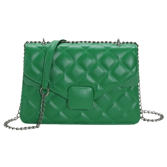 Fashion leisure commuter ladies bag Joker texture rhombic chain shoulder crossbody bag - green