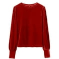thumbnail image 7 of Ltctricy Velvet Tops for Women Long Sleeve Crew Neck Pleated Velour T Shirts Dressy Casual Blouses Trendy Vintage Tees(Red,X-Large), 7 of 7