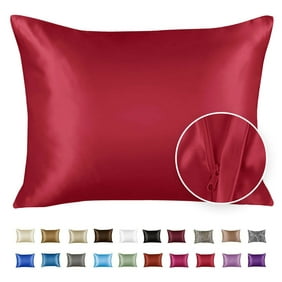 Luxury Satin Pillowcase for Hair and Skin Standard Satin Pillow Case with Zipper, Red (1 per Pack) - Blissford