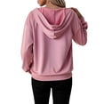 thumbnail image 3 of CAIXIA Women Hoodies Zip Front Lined Hoodie Cozy Soft Warm Pullover Sweatshirt With Adjustable Drawstring For Casual Outdoor Fall Winter Comfort,Pink, 3 of 8