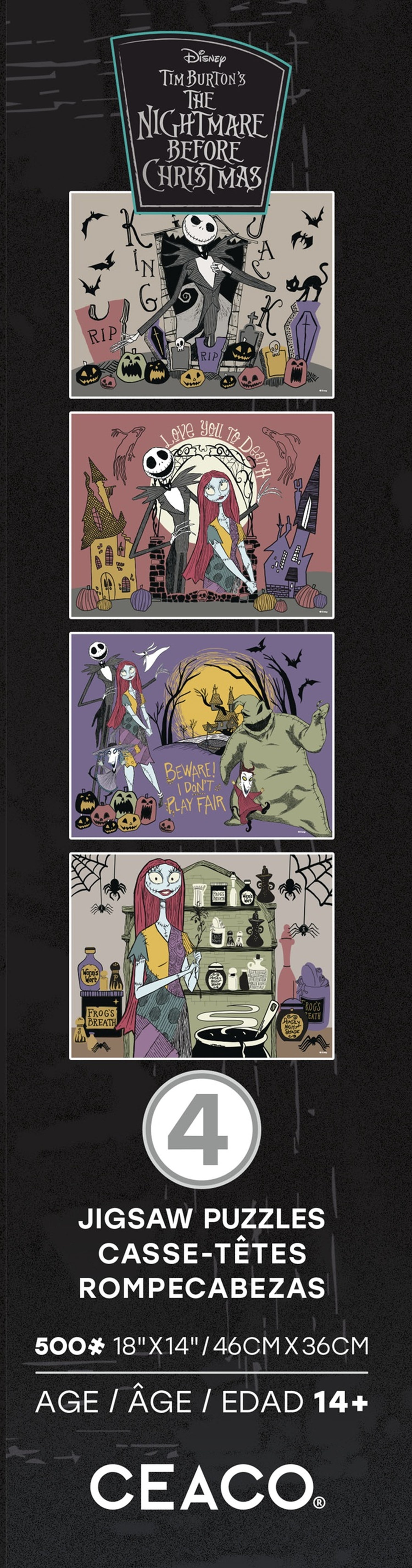 Ceaco Disney Tim Burton's Nightmare Before Christmas Multipack Puzzles 4 Pack Interlocking Jigsaw Puzzle for Adults Ages 14+