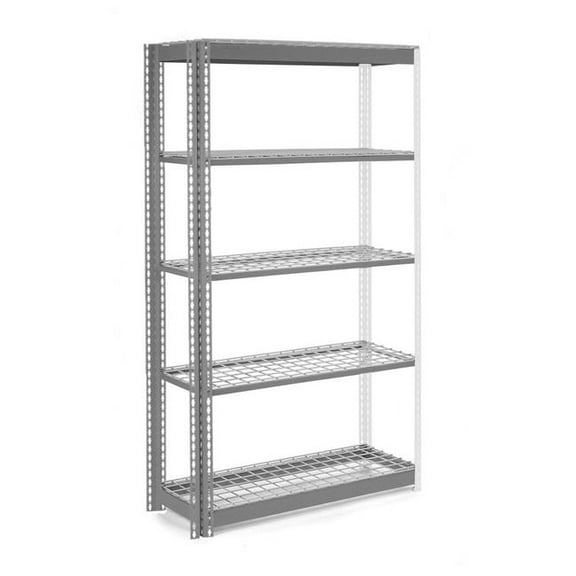 Global Industrial UABS18489R5 5 Shelf Heavy Duty Boltless Shelving Add On - Wire Deck, Gray - 48 x 18 x 96 in.
