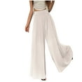 thumbnail image 3 of WIZUTIZ Dress Slacks for Women Thin Relaxed Baggy Wide Leg Slacks Pants Stretch Elastic High Rise 7/8 Length Dress Pants Solid Flowy Pleated Dress Pants for Lady Running Vacation Beige, 3 of 3
