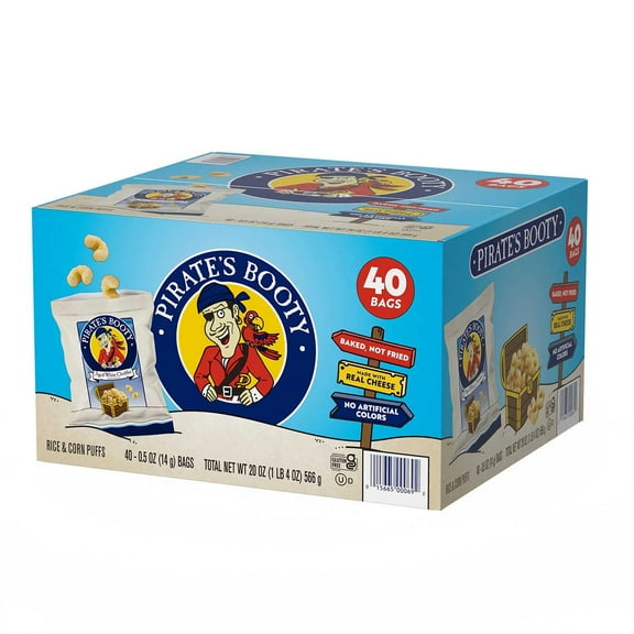 Pirate's Booty Aged White Cheddar, 0.5 Ounce (Pack of 40)