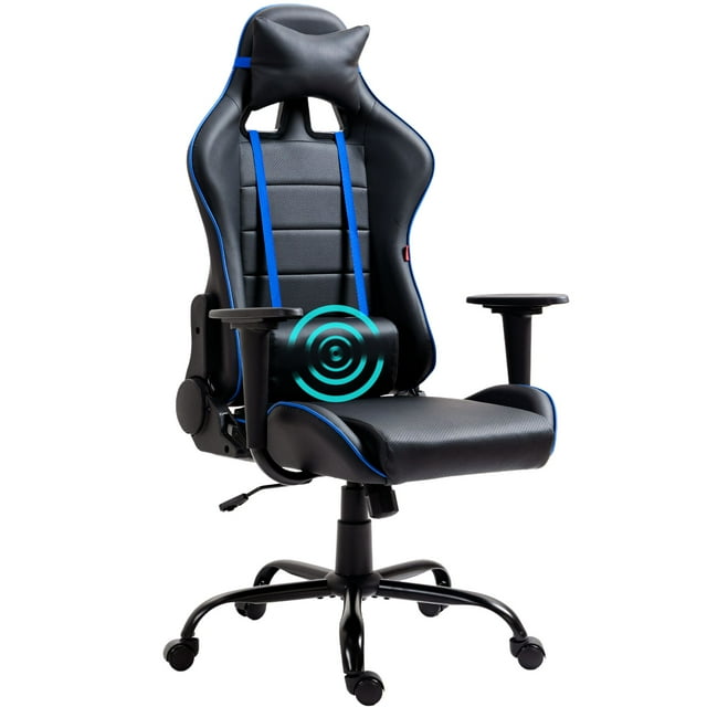 HD8000 Series Chaise Gaming avec Coussin Lombaire de Massage Bleu