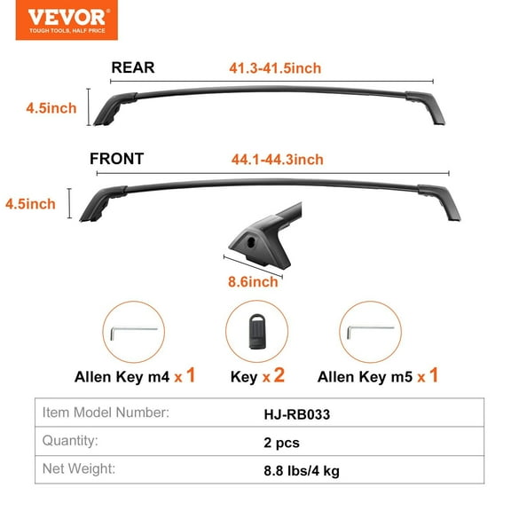 Toyota RAV4 Roof Rack Cross Bars (2019-2023), Heavy-Duty 260lbs, Anti-Rust Lockable Bars for Cargo Bags - Not for TRD