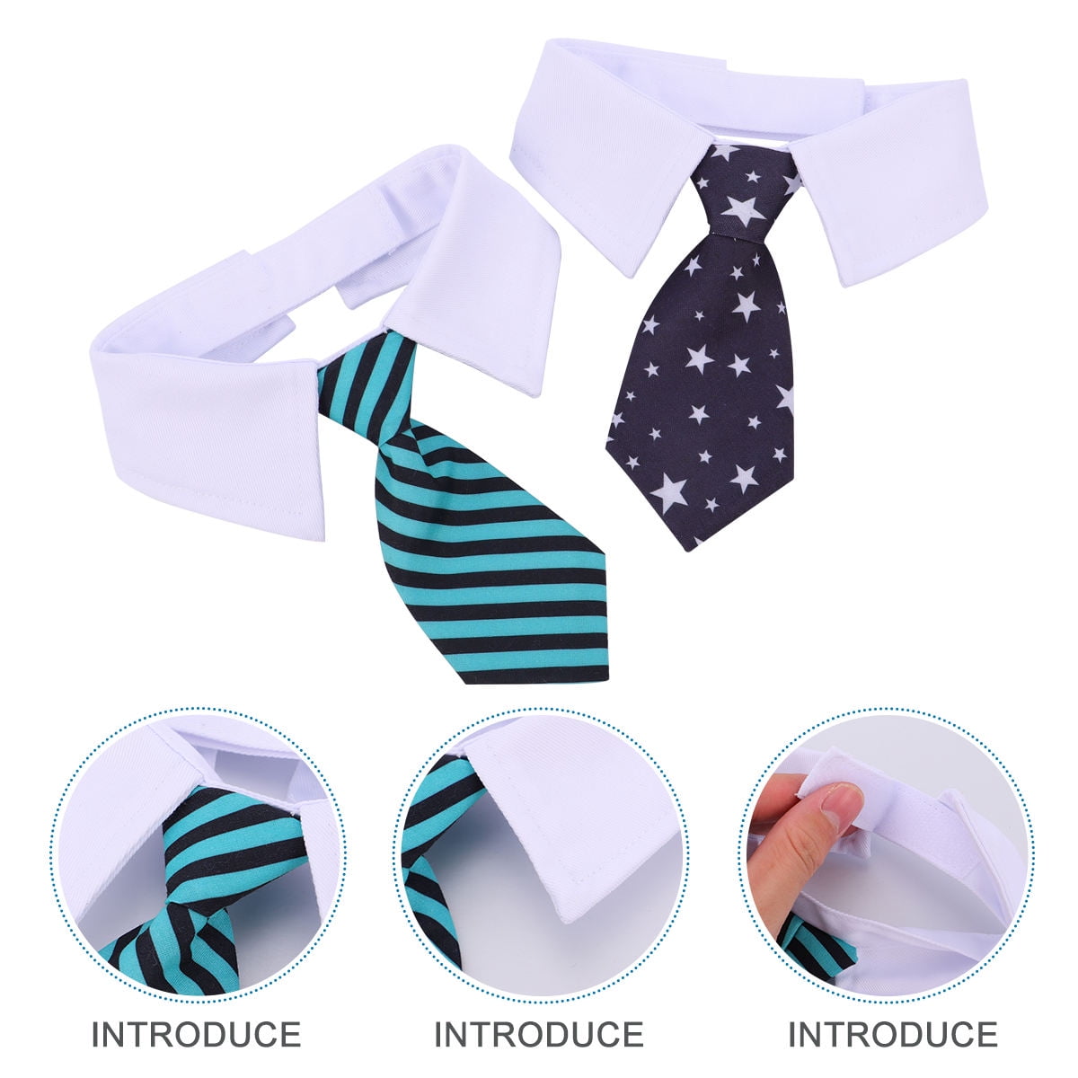 FESTFENDS 2Pcs Dog Necktie Cotton Material Adjustable Elastic Pet Tie Collar with Skull Pattern Assorted Color