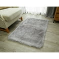 thumbnail image 4 of Lanco Fluffy Sheepskin Faux Fur Shag Area Rug, Grey, 30x46, 4 of 5