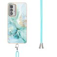 thumbnail image 3 of Allytech Moto Edge 20 Pro Case, Luxury Marble Pattern Rubber TPU Shoulder Strap Lanyard Drop Protection Anti-scratch Shock-absorbing Back Cover Case for Motorola Moto Edge 20 Pro, Green, 3 of 4