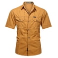 thumbnail image 3 of Migroa Mens Short Sleeve Button Down Shirts Work Casual Button up Relaxed Fit Summer Shirt with Two Pockets Yellow 5Xl, 3 of 4