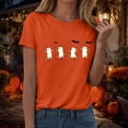 thumbnail image 6 of idosla Halloween T-Shirt for Women Cute Cat Graphic Print Tee Shirt Solid Color Vintage Short Sleeve Casual Loose Fall (Orange, 3XL), 6 of 9