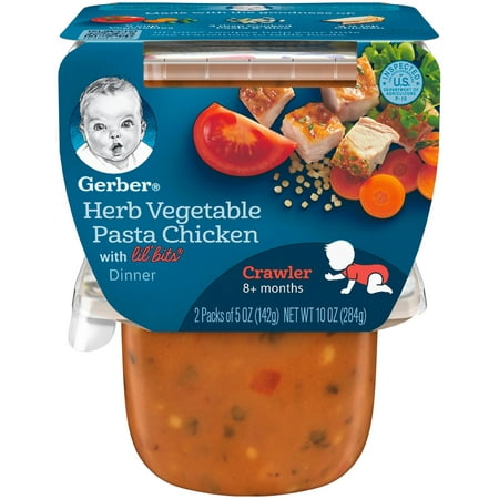 Gerber 3rd Foods Lil' Bits Herb Vegetable, Pasta Chicken Dinner Baby Food, 5 oz. Tubs, 2 (Best Of Lil Herb And Lil Bibby)