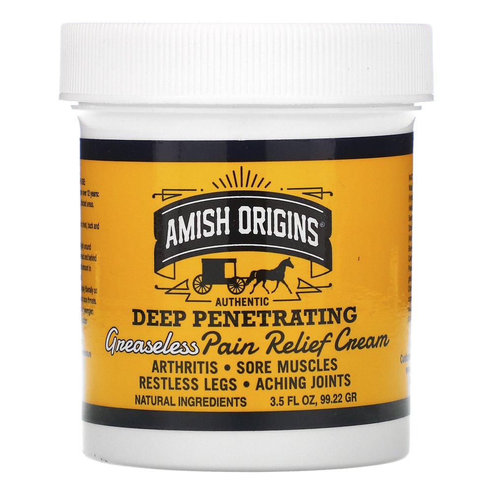 Amish Origins Deep Greaseless Pain Relief Cream, 3.5 fl oz