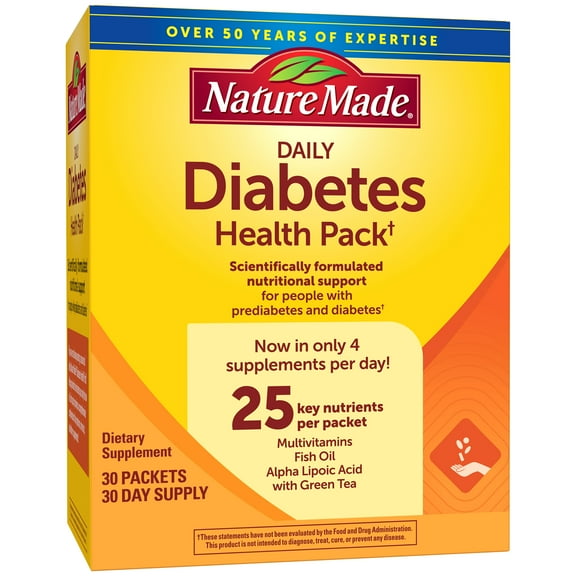 Nature Made Daily Diabetes Health Pack, Dietary Supplement for Nutritional Support, 30 Count