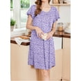 thumbnail image 2 of Avidlove Women Plus Size Nightgows Short Sleeve House Dress Floral Print Sleepshirt with Pocket Sleepwear, 2 of 5
