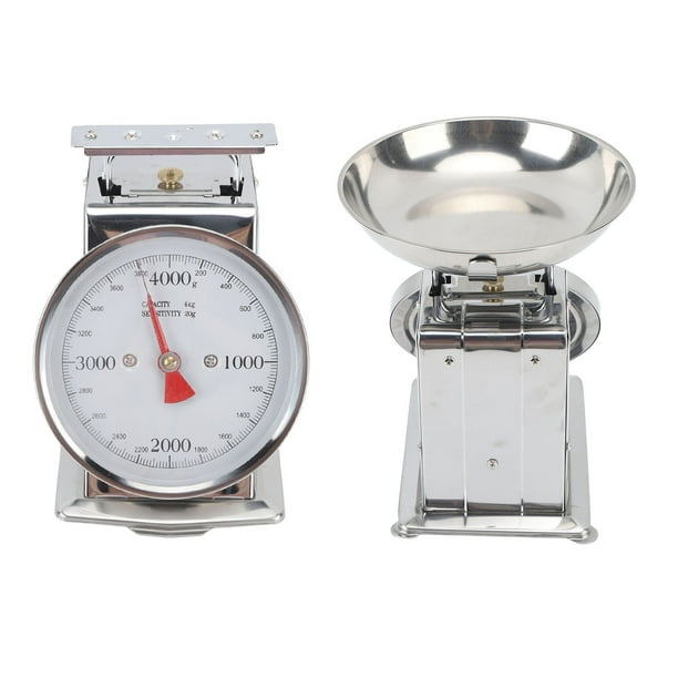 Mechanical Kitchen Scale, Clear Scale Dial Stainless Steel Analog Food  Scale with Removable Bowl, 2KG or 4KG 2 Size, Retro Classic Food Weight  Scale