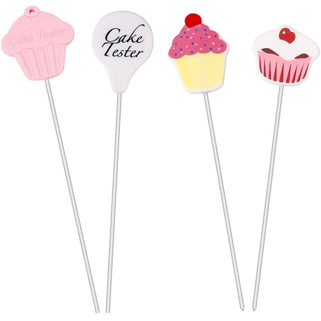 4 piezas de probador de pasteles, agujas de prueba de pasteles de acero inoxidable, sonda de pastel reutilizable, agujas para brochetas de pastel para herramientas de repostería casera de cocina