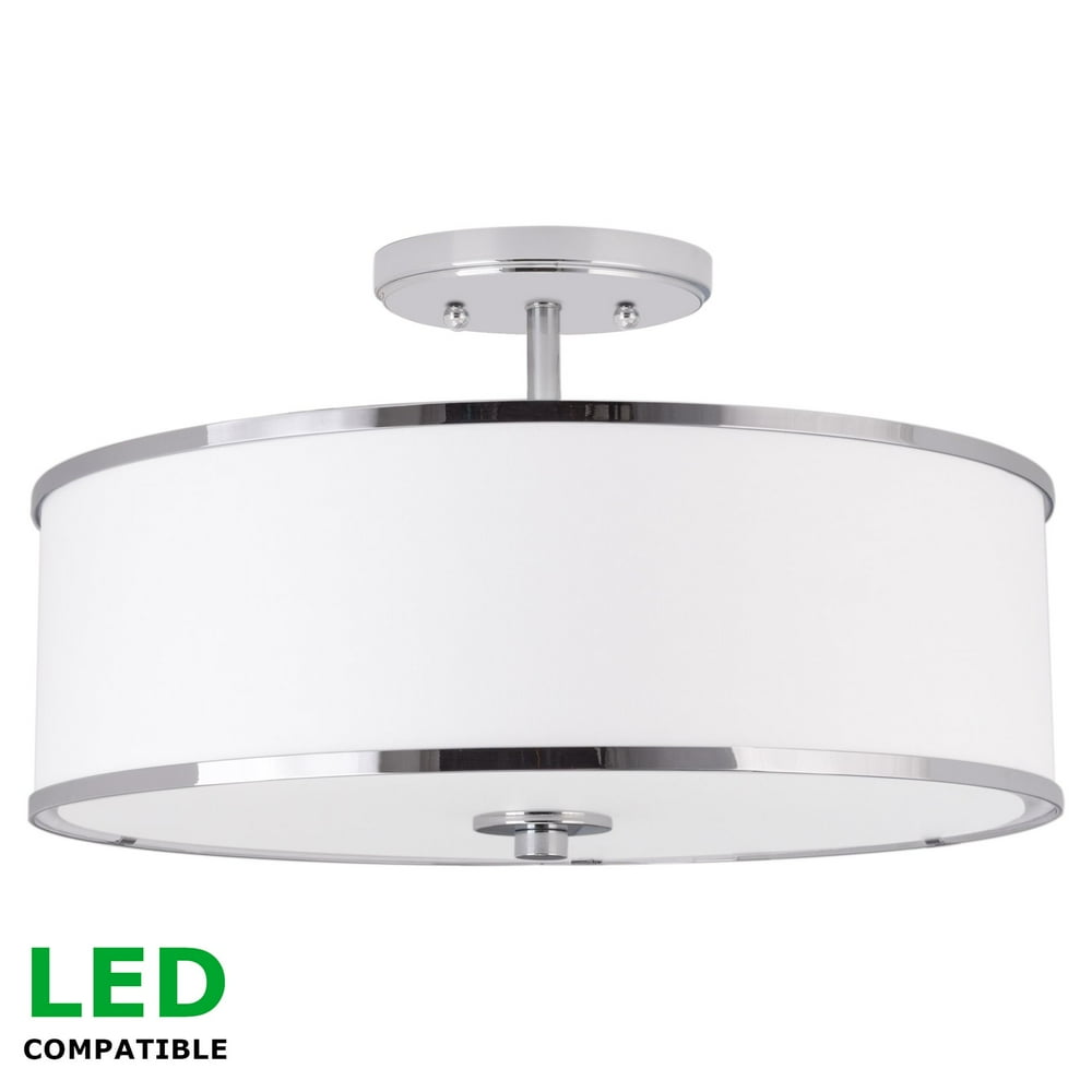 Revel Chloe 15" Ceiling Light Semi Flush Mount + White Drum Shade, 3