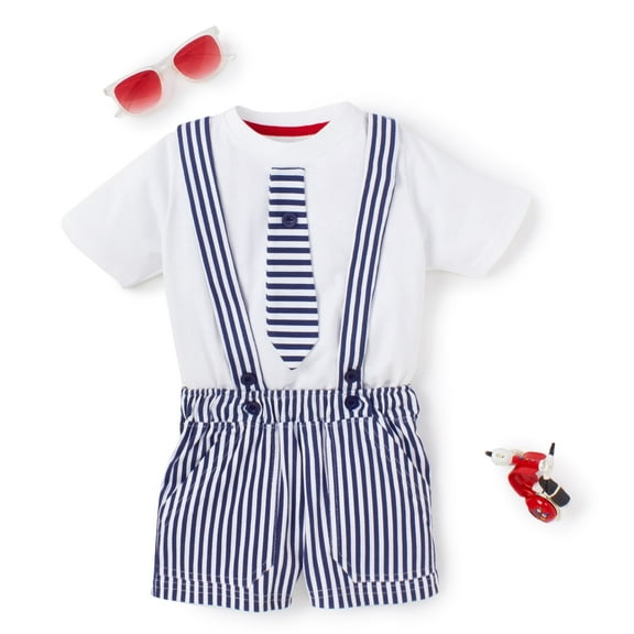 Knit N Knot Little Boys' Solid Color Block T-Shirt and Gallace Pant, 3-4 Years