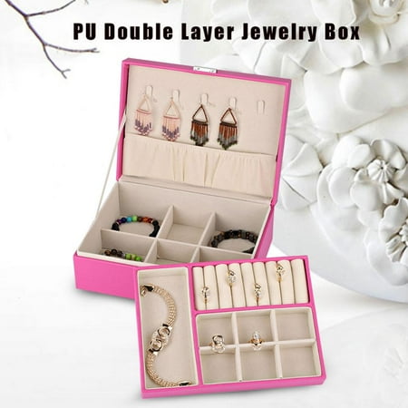 3 Colors Double Layer Jewelry Earrings Rings Bracelet Necklace Box 3 Colors Double Layer Jewelry Earrings Rings Bracelet Necklace Box Pu Organizer Storage