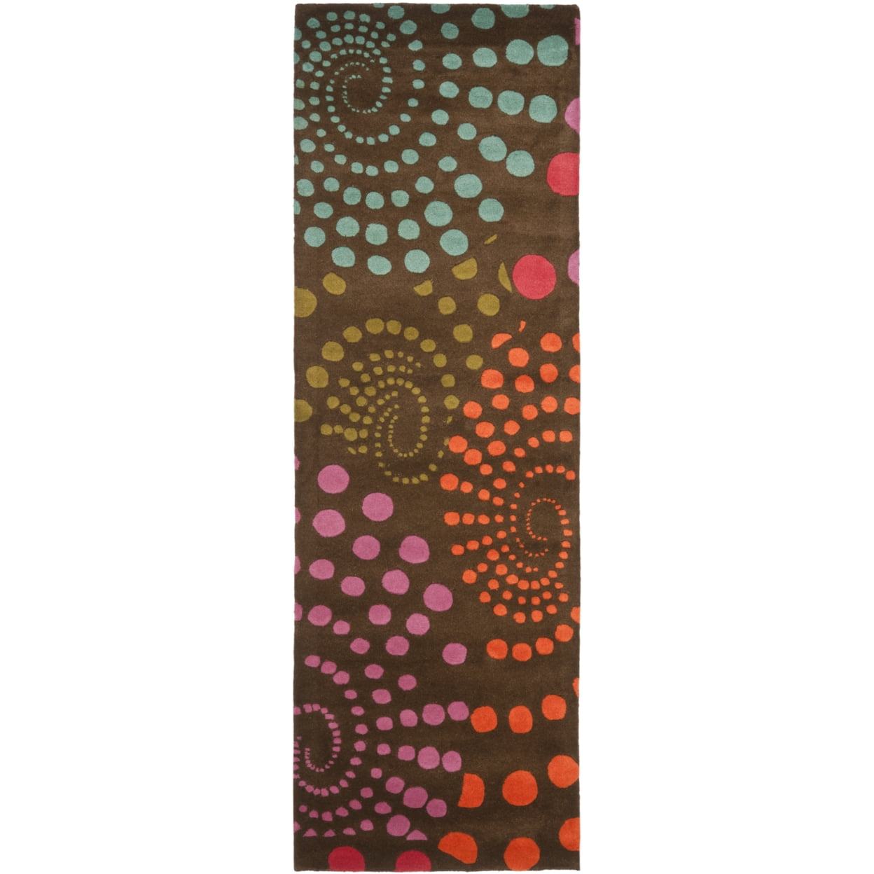 SAFAVIEH Soho Roden Polka Dots Wool Area Rug, Brown/Multi, 2' x 3'
