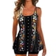 thumbnail image 1 of Gibobby Trajes de Baño para Mujer Bikini con falda de traje de baño con estampado de flores y cuello en U para mujer(Negro,M), 1 of 5
