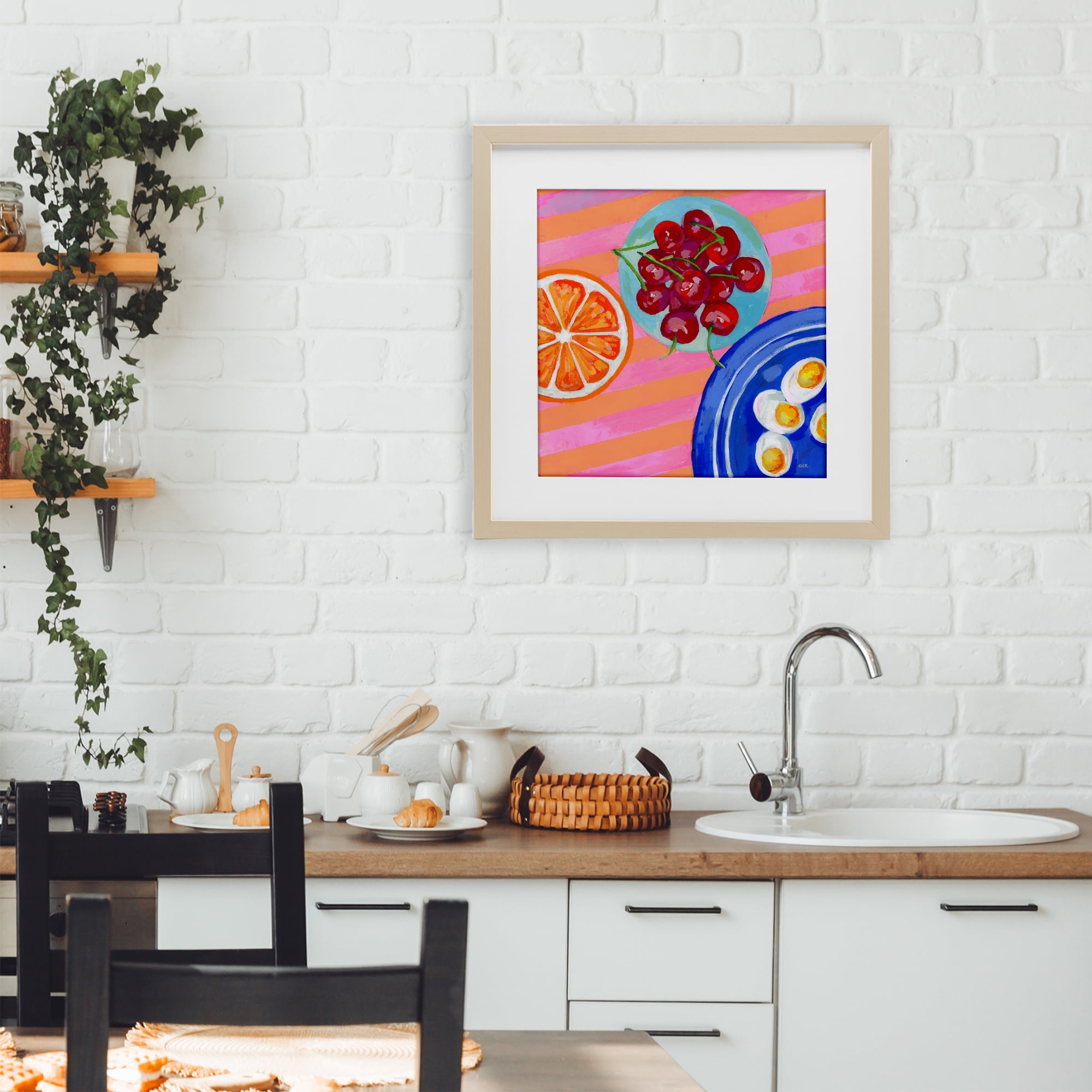 Stupell Industries Summer Snacks Picnic Blanket Birch Framed Print Under Glass, design by Rachael Reese