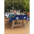 thumbnail image 2 of Outdoor Tablecloth with Umbrella Hole and Zipper, Navy Blue Snowman Christmas Rectangle Table Cloth 54x80 Inch Waterproof Tablecloth, Xmas Gifts Wreath Snowflake Picnic Table Cover for Patio Camping, 2 of 7