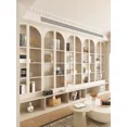 thumbnail image 4 of Librería integrada de pared entera a pared superior, gabinete de arco doméstico de madera maciza fijo, 4 of 4