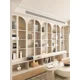 thumbnail image 4 of Librería integrada de pared entera a pared superior, gabinete de arco doméstico de madera maciza fijo, 4 of 4