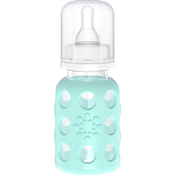Lifefactory 4 oz Glass Baby Bottle with Protective Silicone Sleeve - Mint