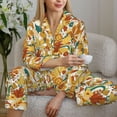 thumbnail image 6 of Pofeuu 70s Groovy Hippie Print Womens Pajamas Set Long Sleeve Sleepwear Button Down Nightwear Soft Pj Lounge Sets Button Down Pajamas Women-XX-Large, 6 of 7