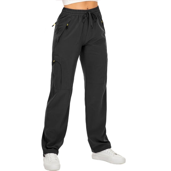 FEN AI Black Cargo Pants Women Quick Dry Hiking Pant UPF 50 Lightweight Work Camping Travel Trousers with Deep Pockets