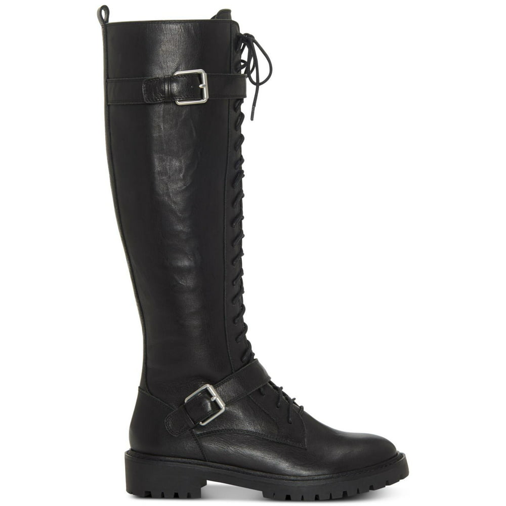 Lucky Brand - Lucky Brand Inniko Black Leather Knee High Combat Lace Up ...
