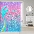thumbnail image 2 of Mermaid Shower Curtain for Bathroom,Glitter Galaxy Shower Curtain for Kids Girls Women,Pink Blue Mermaid Tail Scales Bathroom Decor Set Waterproof Bath Curtain with Hooks 72" Wx72 L, 2 of 6