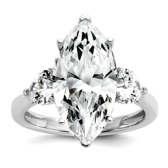 19.5mm 925 Sterling Silver Rhodium Plated Polished Fancy Marquise Cubic Zirconia Ring Size 6 Ring for Women