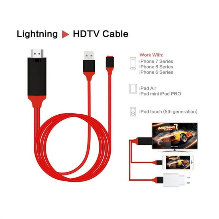 Lightning AV Adapter vers Digital TV HDMI Cable Converter Compact pour  iPhone iPad