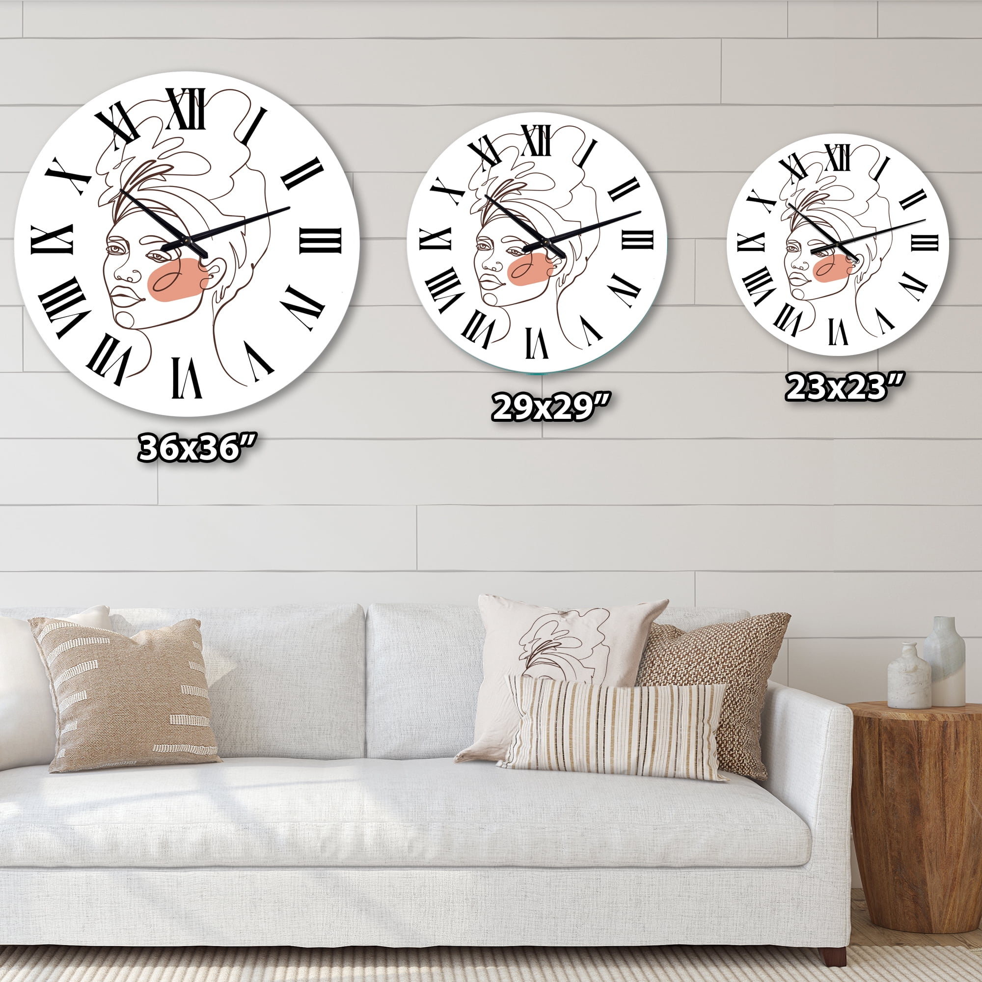 Designart 'One Line Portrait Of African American Woman Iii' Modern Wall Clock