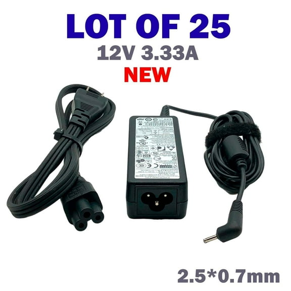 Lot of 25 NEW Original Chicony 40W AC Adapter Charger 12V 3.33A 2.5*0.7mm w/Cord