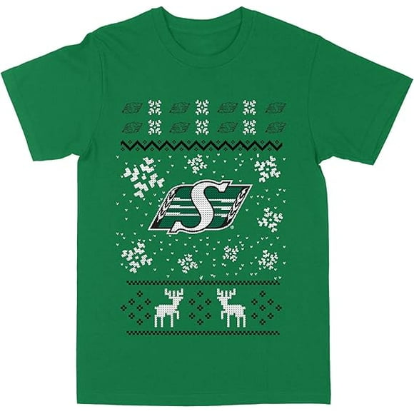 CFL Saskatchewan Roughriders Ugly Xmas Sweater Forest-Green Large T-Shirt