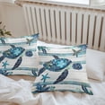 thumbnail image 7 of Waterproof Throw Pillow Covers Set of 2, 26x26 Inch Teal Blue Coastal Decorative Pillowcases Outdoor Pillow Slip Cushion Covers Set for Couch Tent Retro Stripe Botanical Beach Turtle, 7 of 7