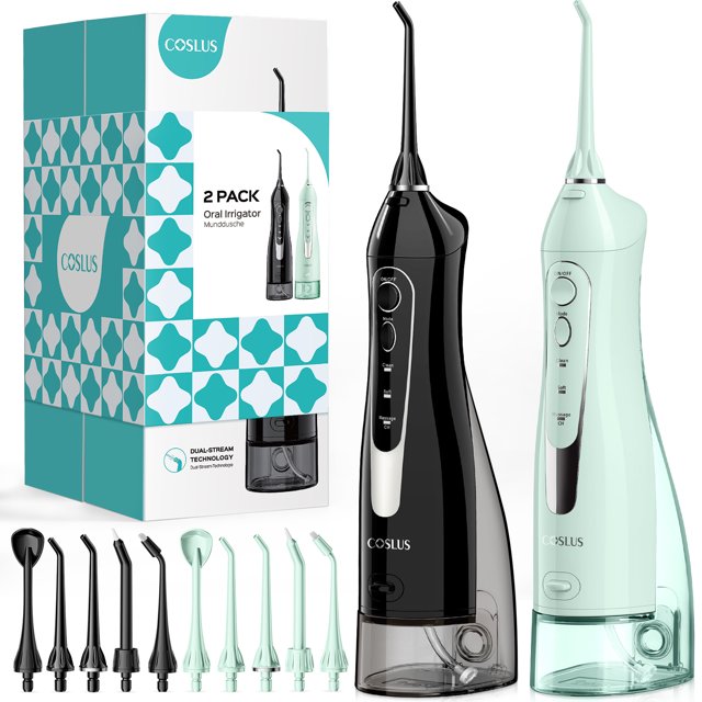 2 Pcs COSLUS Cordless Teeth Flosser Portable Rechargeable Oral Irrigator Tooth Flosser Electric Oral Irrigator For Travel