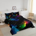 thumbnail image 3 of Neon Lights Comforter Set Geometric Stripe Bedding Set Colourful Decor Down Comforter Modern Abstract Bed Set For Kids Boys Girls Teens, 3 of 7